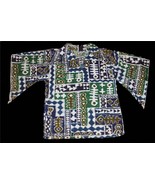 VTG Go Young Barkcloth Polynesian Tribal Pullover Pointed Sleeves Shirt ... - $38.99