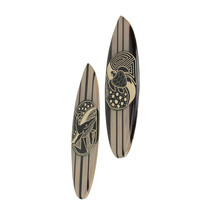 Set Of 2 Hand Carved Wood Surfboards Tiki Decor Whale Turtle Wall Hanging Art - £31.25 GBP+