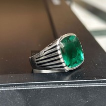 Men Anniversary Emerald Gemstone Signet Ring 925 Silver Emerald Men Jewelry - £66.20 GBP