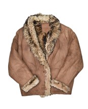Vintage Shearling Coat Womens L Brown Sheep Skin Leather Soft Fur Lined Korean - £102.65 GBP
