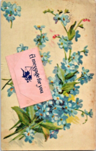 Postcard Greetings Message Envelope Opens Violets Posted  Stamp 1901 5.5... - $9.46