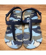 Blue Camouflaged flip flops Beach sandals With back Strap kids size 7-8M - $6.79 CAD