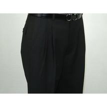 Men Apollo King Banded Collarless suit Mandarin 5 Button Wide leg M5-1 Black image 12