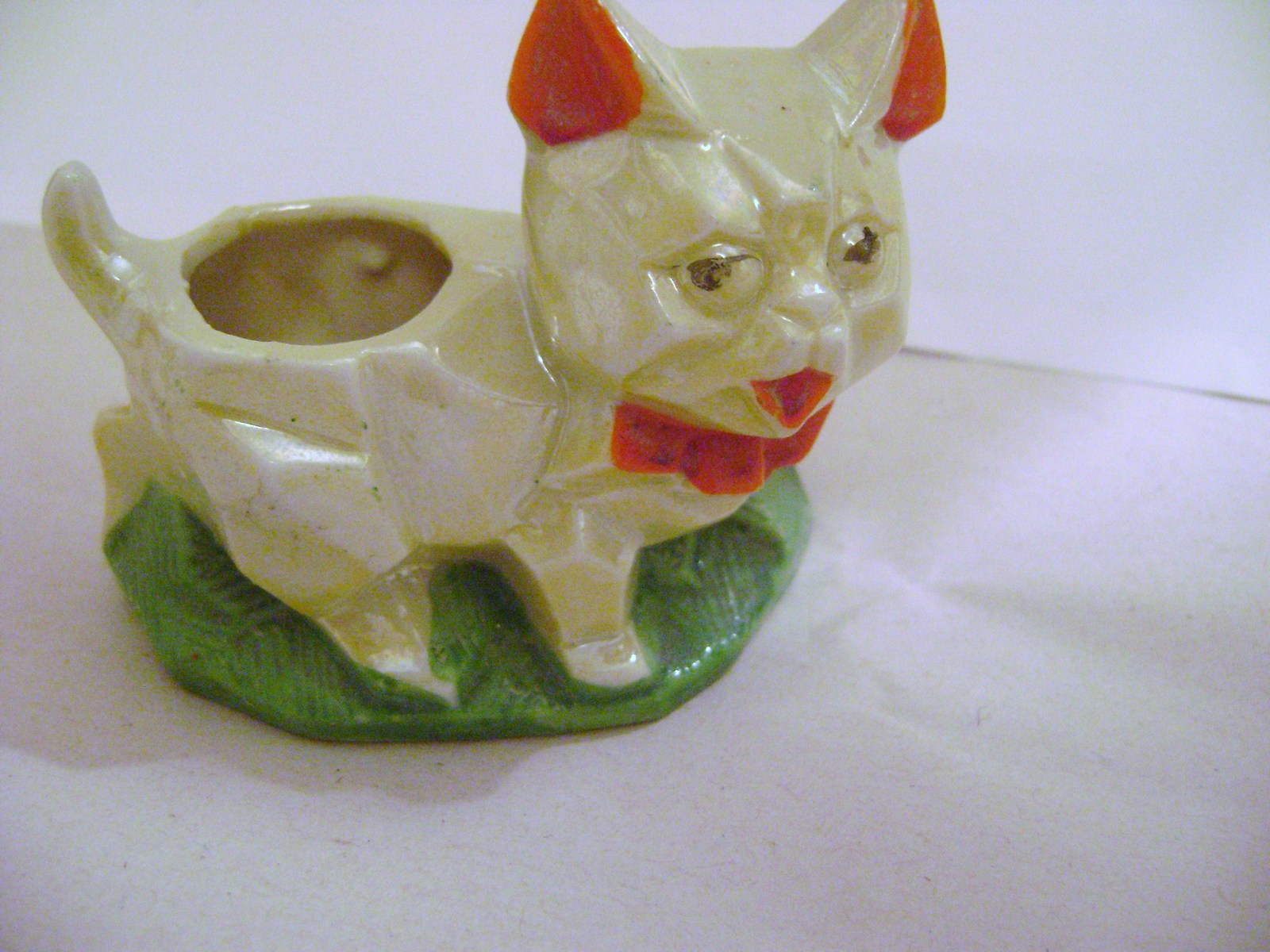 Small Block Cut Ceramic Dog  Planter Made in Japan - $11.00