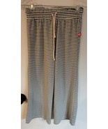 Womens XS/S Green/White Striped Drawstring Wide Leg Lounge Pants Sweatpants - £14.80 GBP