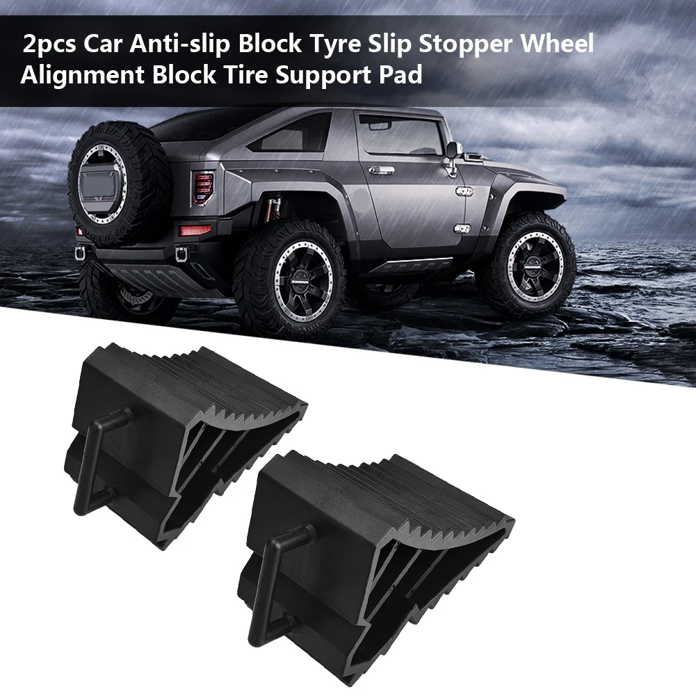Wheel Chocks with Handles for Car Trailer Truck RV - 2 Pack Plastic Wheel Bloc - £21.00 GBP