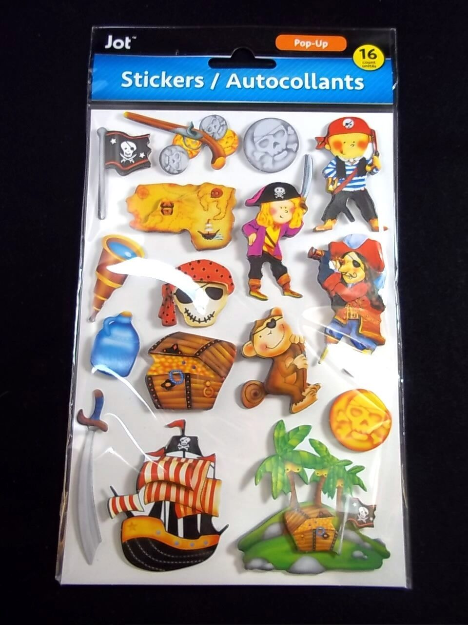 Pop-Up 3D stickers PIRATES 16 count NIP - $1.95