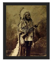 Chief Sitting Bull Holding Rifle Native American Leader 8X10 Framed Photo - £15.72 GBP