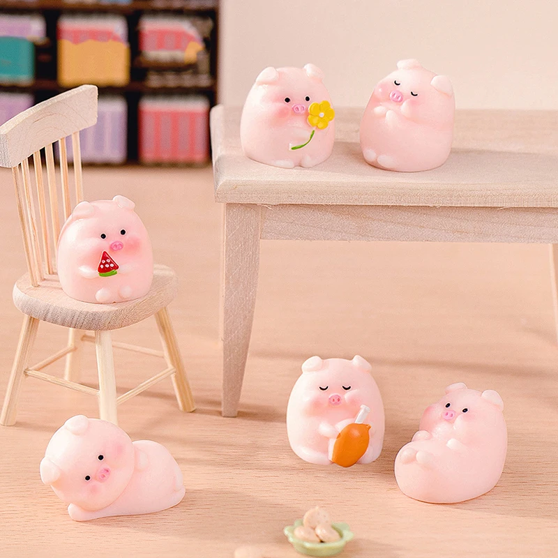Figurines Miniature Cartoon Cute Pig Micro Landscape Resin Trinkets For Home - £7.35 GBP+