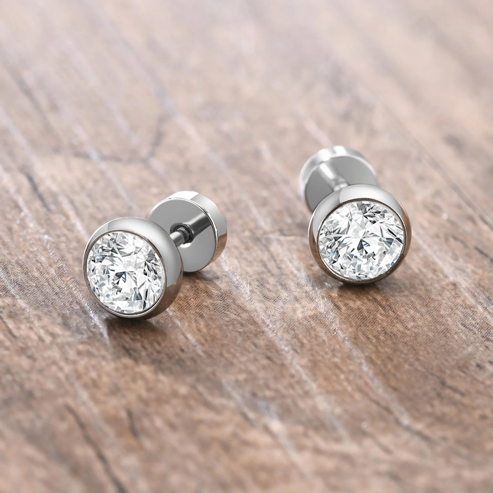 8CZ Stone Earrings for Women Men, Stainless Steel Stud, Bling Solitaire Stone Un - £12.46 GBP