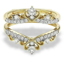 Vintage Round Shape Diamonds Womens Enhancer Wrap Ring 14K Yellow Gold Plated - £98.28 GBP