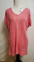 Wooden Ships Paola Buendia Pink Crochet Knit Short Sleeve Top Sweater Si... - $39.95