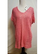 Wooden Ships Paola Buendia Pink Crochet Knit Short Sleeve Top Sweater Si... - $736.21 MXN