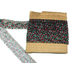 Lace Trim 5 Yards 1.2” Green Red Blue Floral Scalloped - 37B - £6.15 GBP