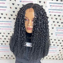 Lace Closure Deep Part Handmade Half Box Braids Wavy Curls Curly Braided Wig - £136.02 GBP