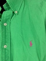 Ralph Lauren Shirt Size Medium Mens Button Down Bright Green Pink Pony C... - £36.51 GBP