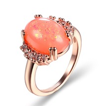 Orange Resin &amp; Cubic Zirconia Oval-Cut Ring - £9.70 GBP