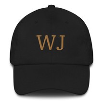 Initial Hat Letter WJ Baseball Cap Embroidered Hat Black - £23.37 GBP