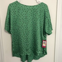 Vince Camuto Womens Emerald Green Polka Dot Blouse Top Short Sleeve NEW Size S - £14.62 GBP