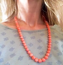Large beads 珊瑚 70g! 15k Chinese Antique Vintage no dye Salmon coral necklace - £3,197.25 GBP