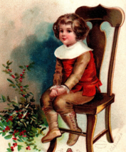 Christmas Postcard Ellen Clapsaddle Boy Seated On Chair Germany S Garre Embossed - £12.77 GBP