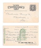 Sc UX5 St Louis Wood Pump Co Illustrated 1882 Faint Duplex Cancel to Bus... - £7.78 GBP