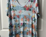 Lane Bryant Short Sleeved T shirt Women 18/20 V Neck Knit Top Floral Str... - $14.73
