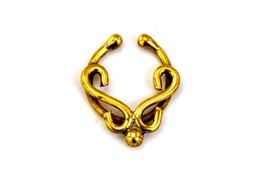 Brass Septum Ring, Fake Septum Ring, Gold Septum Ring, Tribal Nose Ring - £6.29 GBP