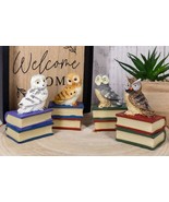 Wisdom Of The Forest Bibliography Owls Sitting On Books Figurine Owl Set... - $29.12 CAD