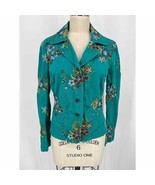 Johnny Was Embroidered Women&#39;s Blazer Sz S Turquoise Blue Floral - £77.43 GBP