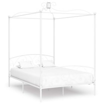 Canopy Bed Frame White Metal 120x200 cm - £118.47 GBP