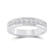 14kt White Gold Womens Princess Channel-set Diamond Single Row Wedding Band - £1,498.31 GBP