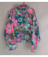 Athletic Works Gray 1/4 Zip Pull Over Soft Top Bright Floral Design Girl... - $11.87