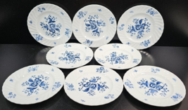 (8) Royal Worcester Blue Sprays Bread Plates Set Floral White Swirl England Lot - £69.56 GBP
