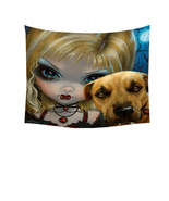 Faces of Faery #241 Dog with Gothic Vampire Girl Tapestry - $40.61 CAD+