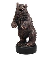 North American Standing Black Bear Roaring Decor Statue With Round Troph... - €126,33 EUR