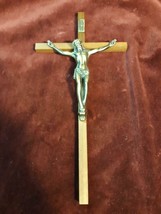 Vintage Wood Metal Wall Crucifix  Casket Funeral - £19.89 GBP