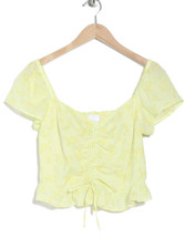 Nwt Abound Cinch Front Gauzy Top In GREEN- Yellow Moxie Floral Size Xl - £9.35 GBP