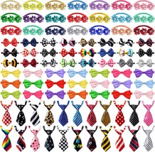 100 Pcs Adjustable Dog Ties Set Includes 50 Dog Bow Ties 25 Dog Neckties... - £26.97 GBP