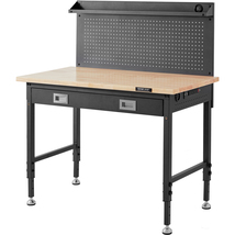 VEVOR Workbench, Adjustable Height 28-39.5" Work Bench for Garage, Oak P... - $236.99