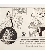 1934 3 In 1 Oil Sewing Machine Advertisement Comic Industrial Ephemera - £15.61 GBP