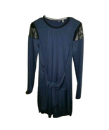 Elie Tahari Sport Small Dress Navy Blue Front Tie Long Sleeve Net Rayon ... - $18.42