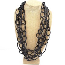 YD&amp;YDBZ Designer Three-tier Twisted Black Rubber Necklace Grunge Ladies Winter C - £13.73 GBP