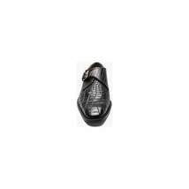 25637-001 Stacy Adams Rapino Plain Toe Monk Strap Shoes Crocodile Print Black image 7