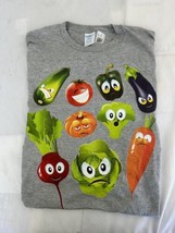 Vegetable XL T shirt Health Wellness Vegetable Fruits Gray Short Sleeves - £14.65 GBP