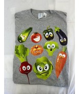 Vegetable XL T shirt Health Wellness Vegetable Fruits Gray Short Sleeves - £14.59 GBP