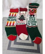 Knit Christmas Stocking Lot Happy Holidays Santa Claus - $24.95