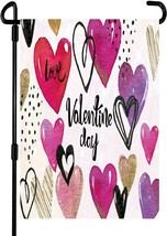 Seasonal Garden Flag Love Valentine Day 12&quot;x18&quot; Hearts Valentine&#39;s Pink ... - £7.76 GBP