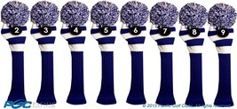 Majek Golf #2 3 4 5 6 7 8 9 Blue &amp; White Limited Edition Hybrid Head Covers - £73.25 GBP