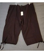 EILEEN FISHER Brown 100% Irish linen Pull on Crop Pants Leg Ties Size 3X... - $72.95